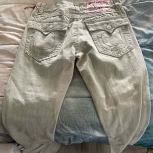 True Religion Distressed Straight Flap Faded Mens Jeans Size 34